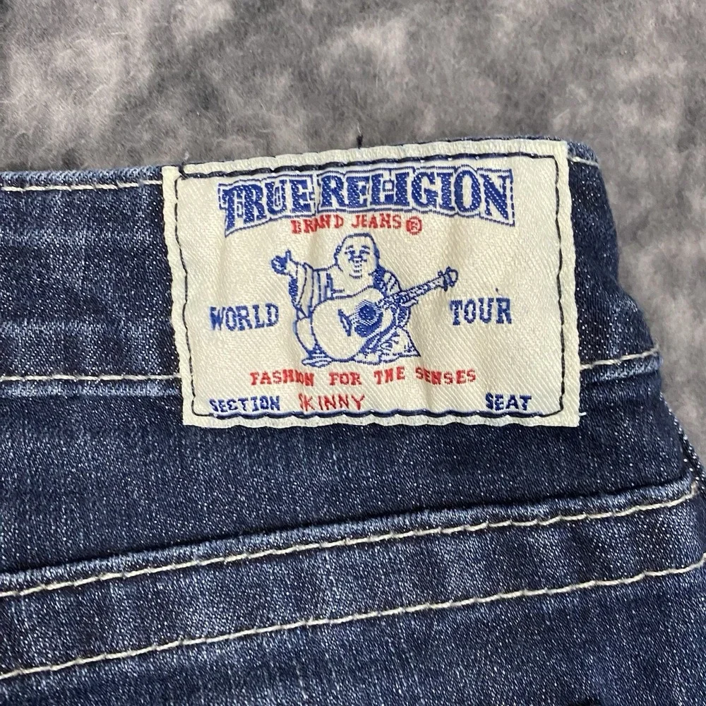 True Religion Jeans Skinny Womens Size 30 Medium Wash 30x32 USA Made Y2K - Picture 10 of 14